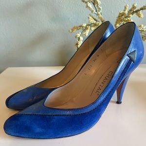 CHANTAL | Vintage Cobalt Blue Leather + Suede Pumps (Size 8.5)